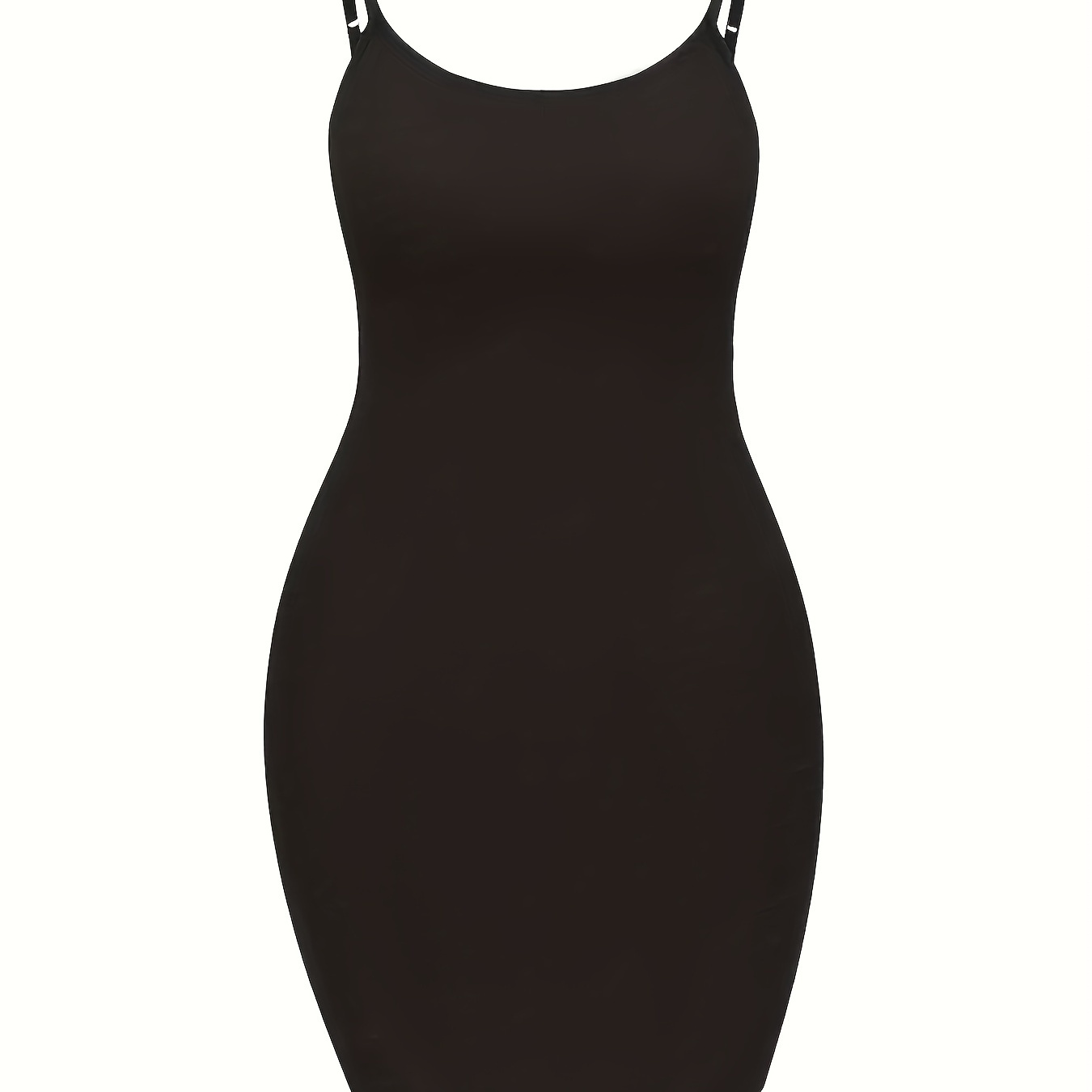 

Plus Size Fashion Dress, Women's Plus Solid Scoop Neck Spaghetti Strap Sexy Body-con Cami Dress