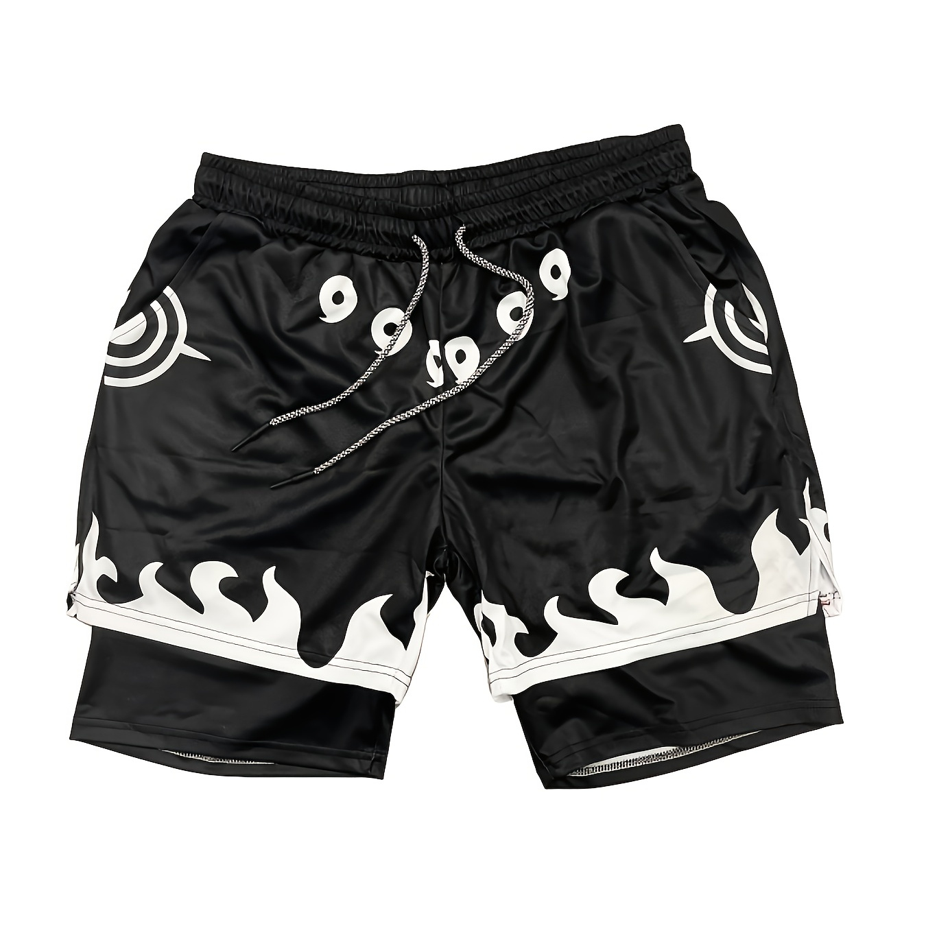 

Men's Anime-inspired 2-in-1 Athletic Shorts - Breathable, Quick-dry Polyester For Basketball & Outdoor Activities