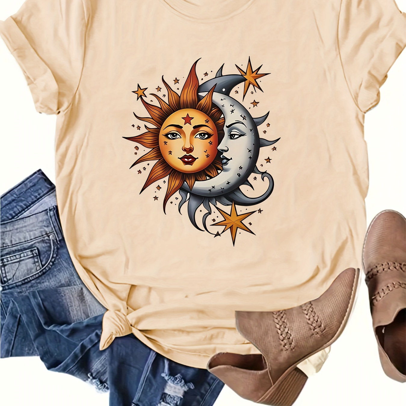 

Women's Graphic T-shirt - Casual Crew Neck, Short Sleeve, Lightweight Polyester - Fashion