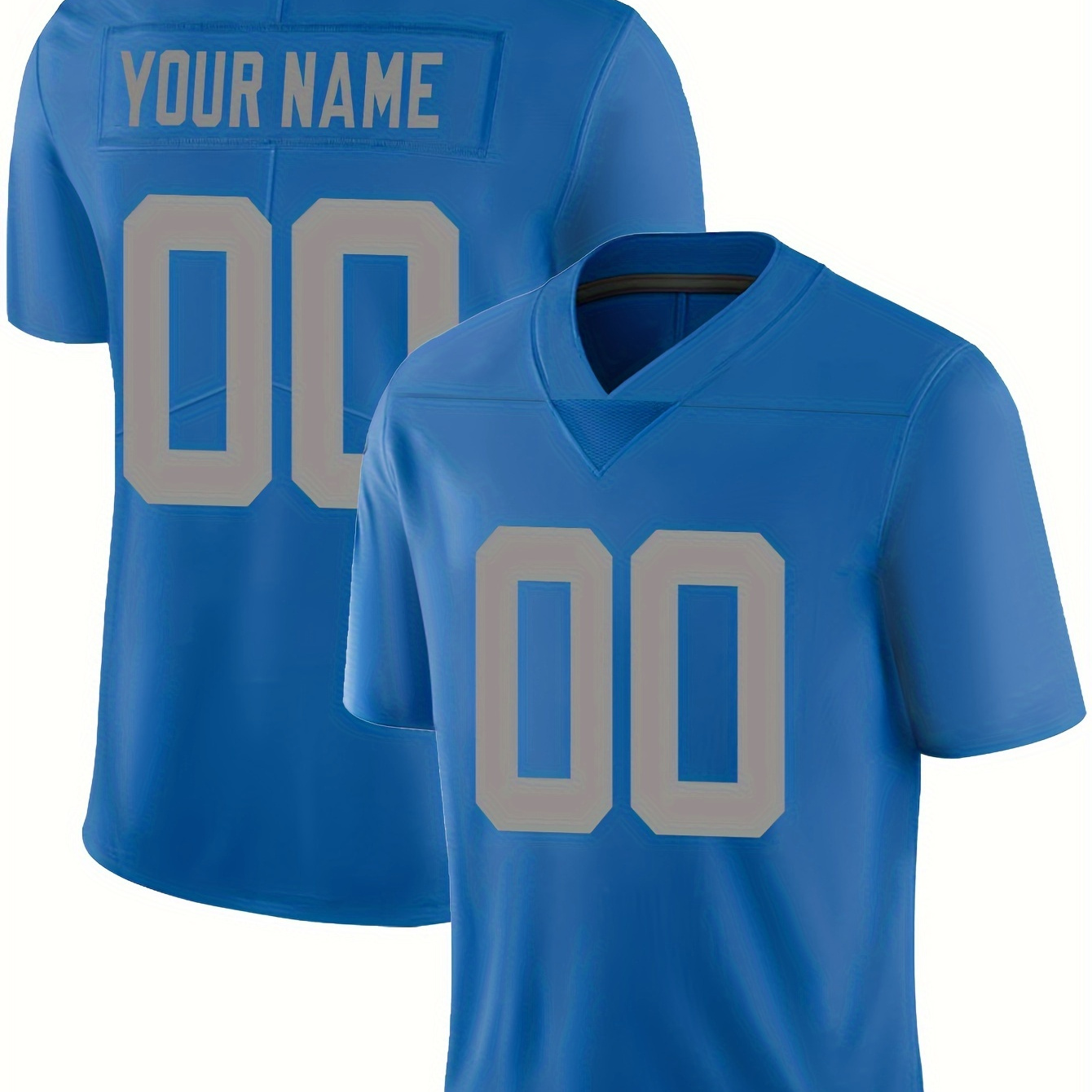 

Personalized Name And Number Men's Summer Rugby Jersey, Short Sleeve V-neck Embroidered Loose Sports Uniform For Summer, Party And Matches