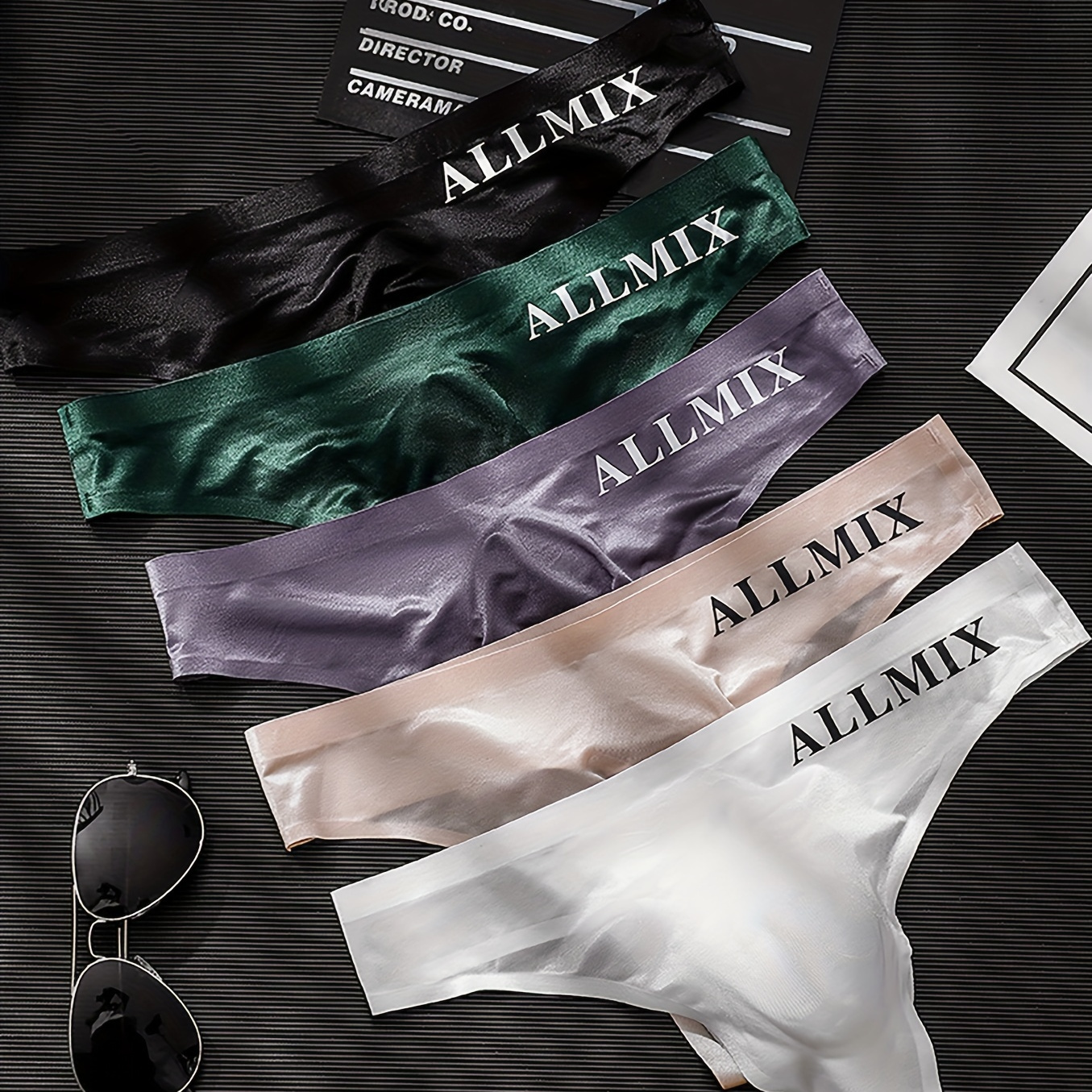 5pcs Men s Fashion Sexy Thongs Underwear Letters Print Thin Transparent Hip Revealing Ice Silk Low Waist Jockstrap Thongs Men s Seamless Underwear