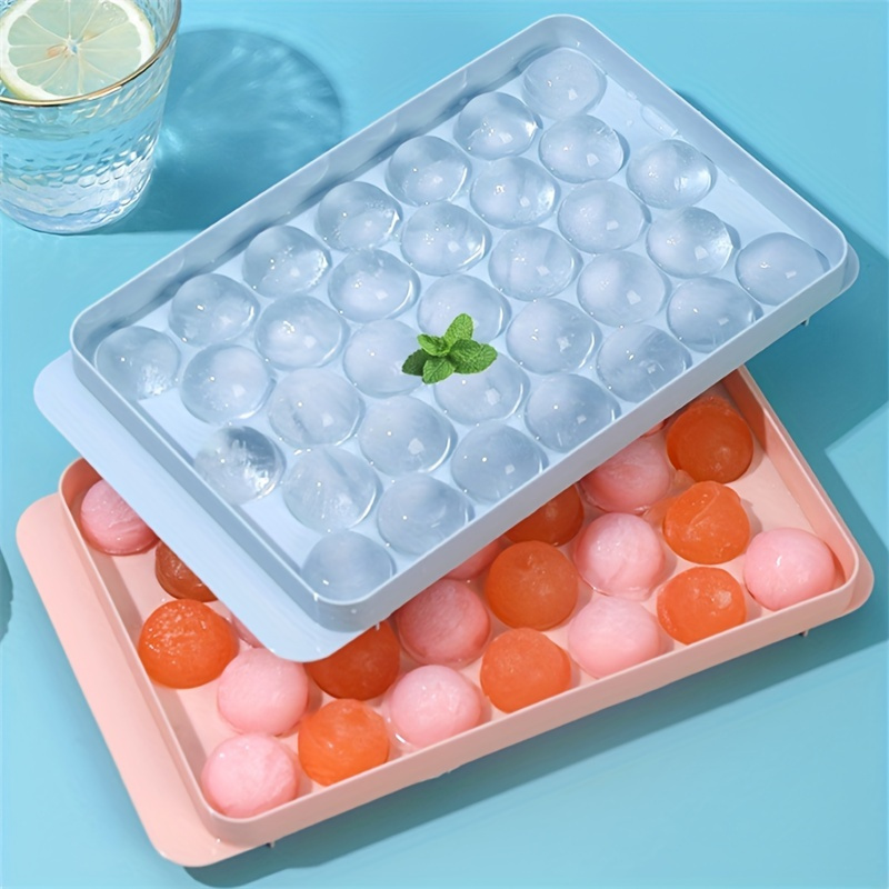Plastic Molds Ice Tray,3D Round Ice Molds,Home Bar Party Use Round Ball Ice  Cube Makers Kitchen DIY Moulds,3Pcs,Blue