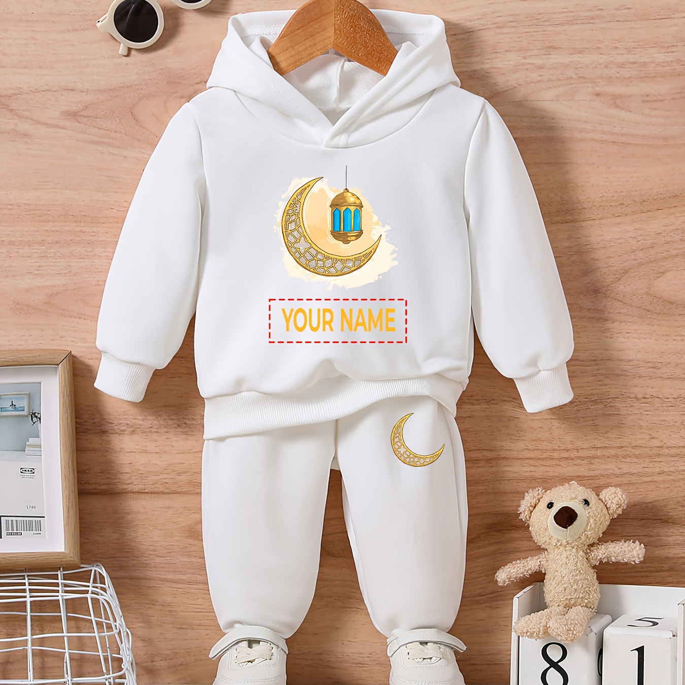 

Custom Ramadan-themed Baby's 2pcs Set - Personalized '' Print Sweatshirt & Joggers, Outdoor Play, Cozy Polyester , Fall/winter Collection, Outdoor