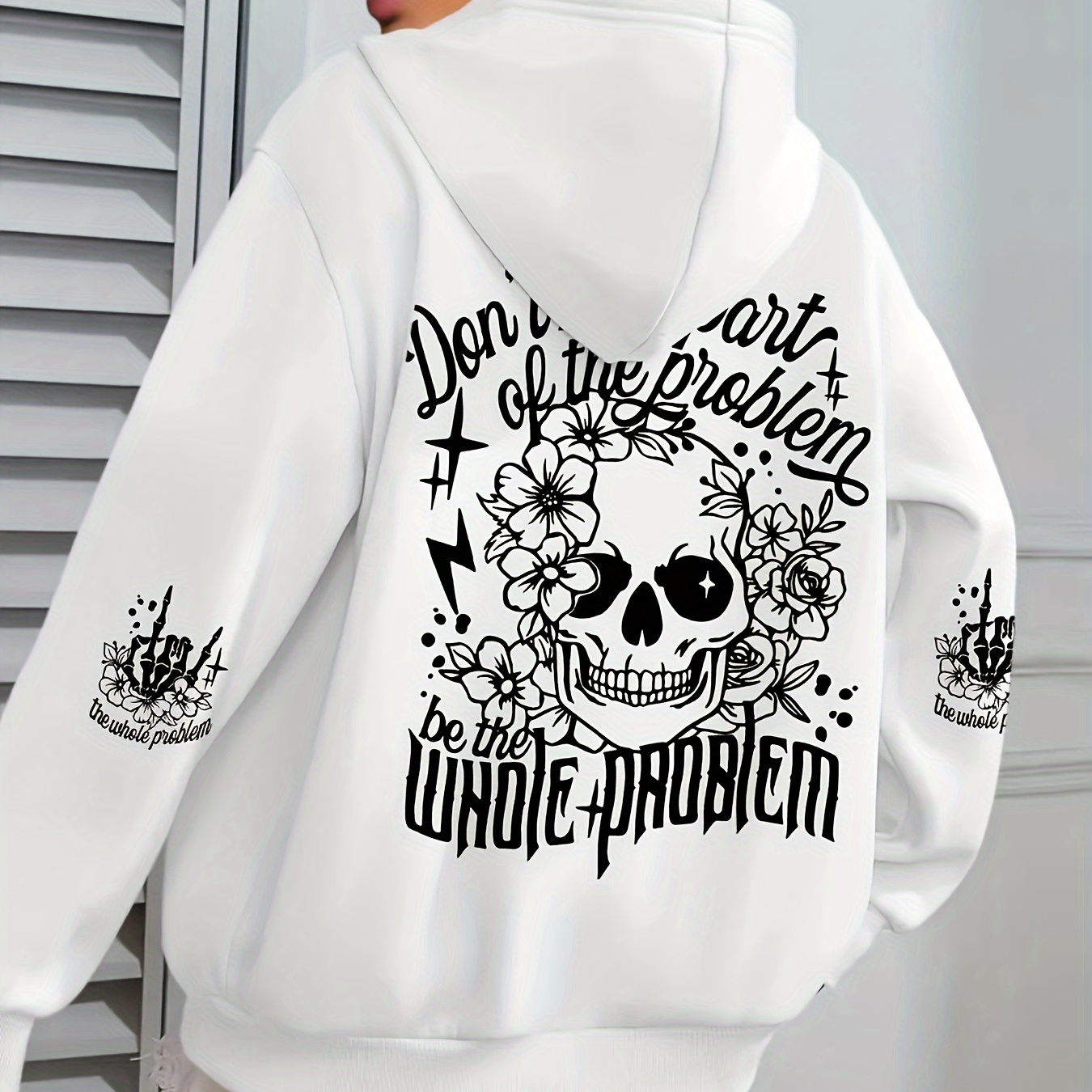 

Skull Print Hoodie, Drawstring Casual Hooded Sweatshirt For Winter & Fall, Women's Clothing