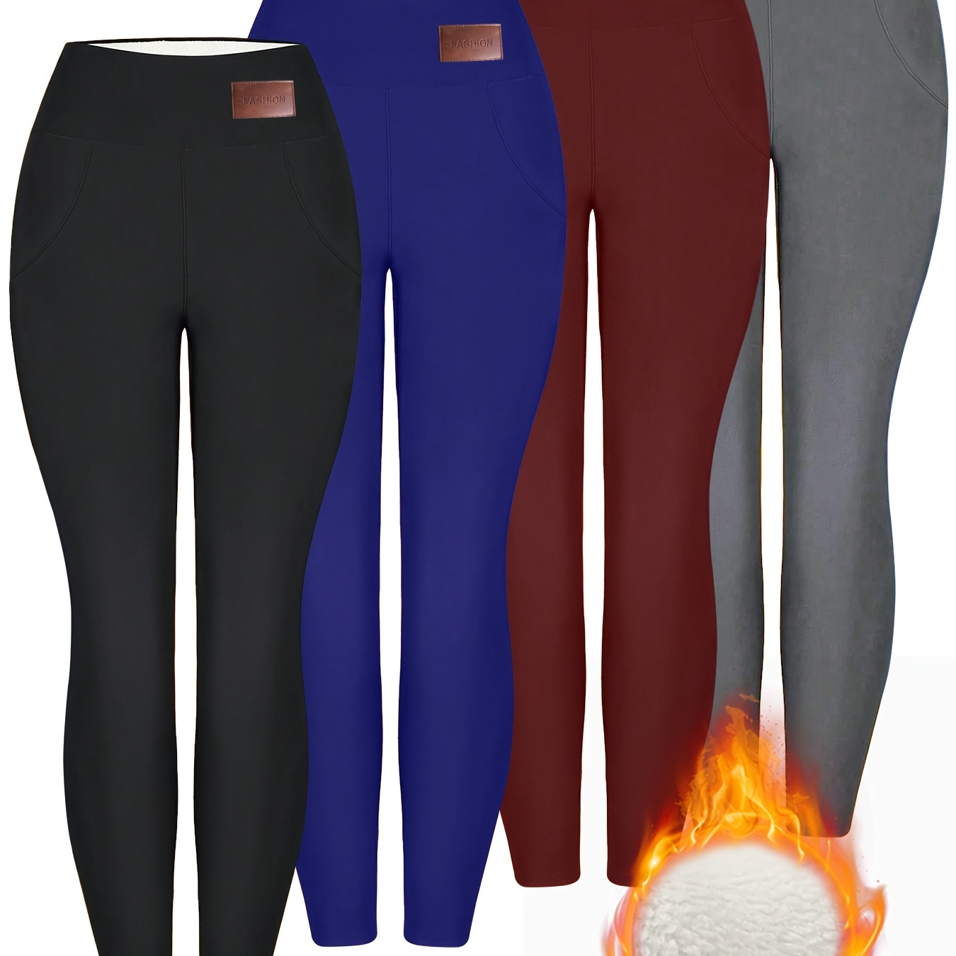 

4pcs & -waist Leggings For Women - Fleece-lined, Stretchy, Activewear Pants , For Fall/