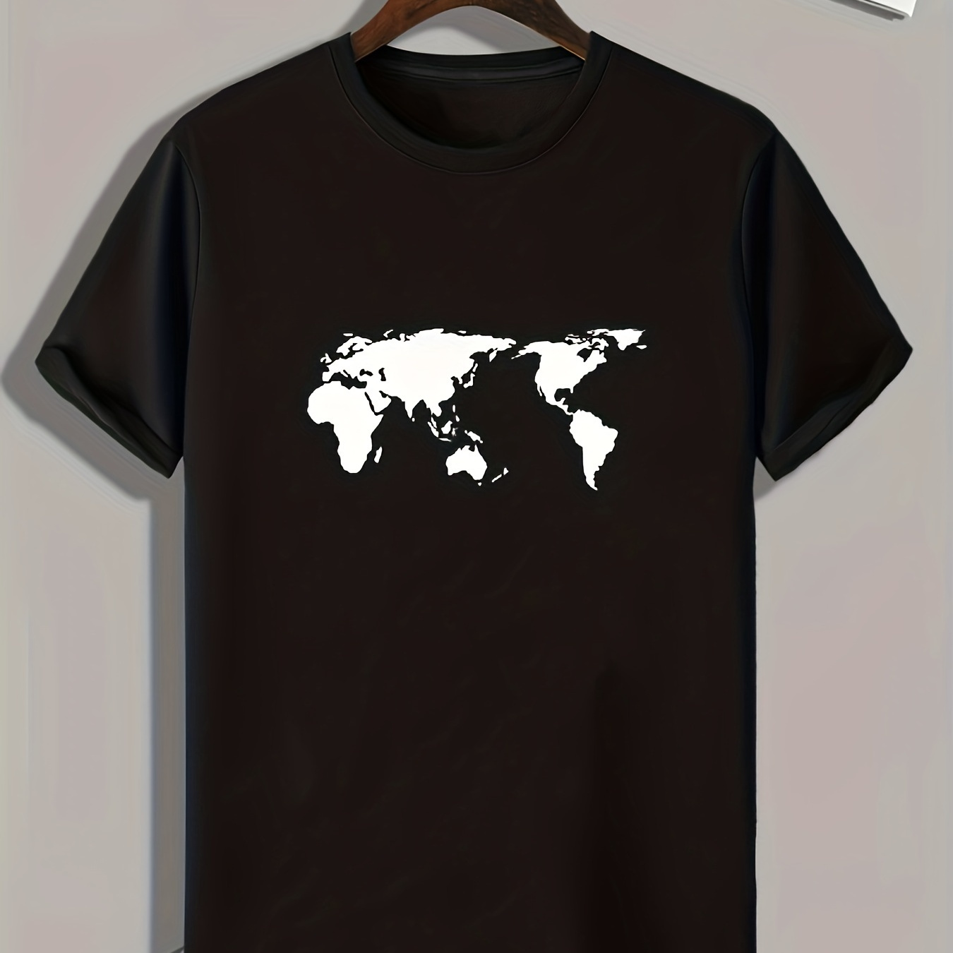

World Territory Print, Men's Graphic T-shirt, Casual Comfy Tees For Summer, Mens Clothing
