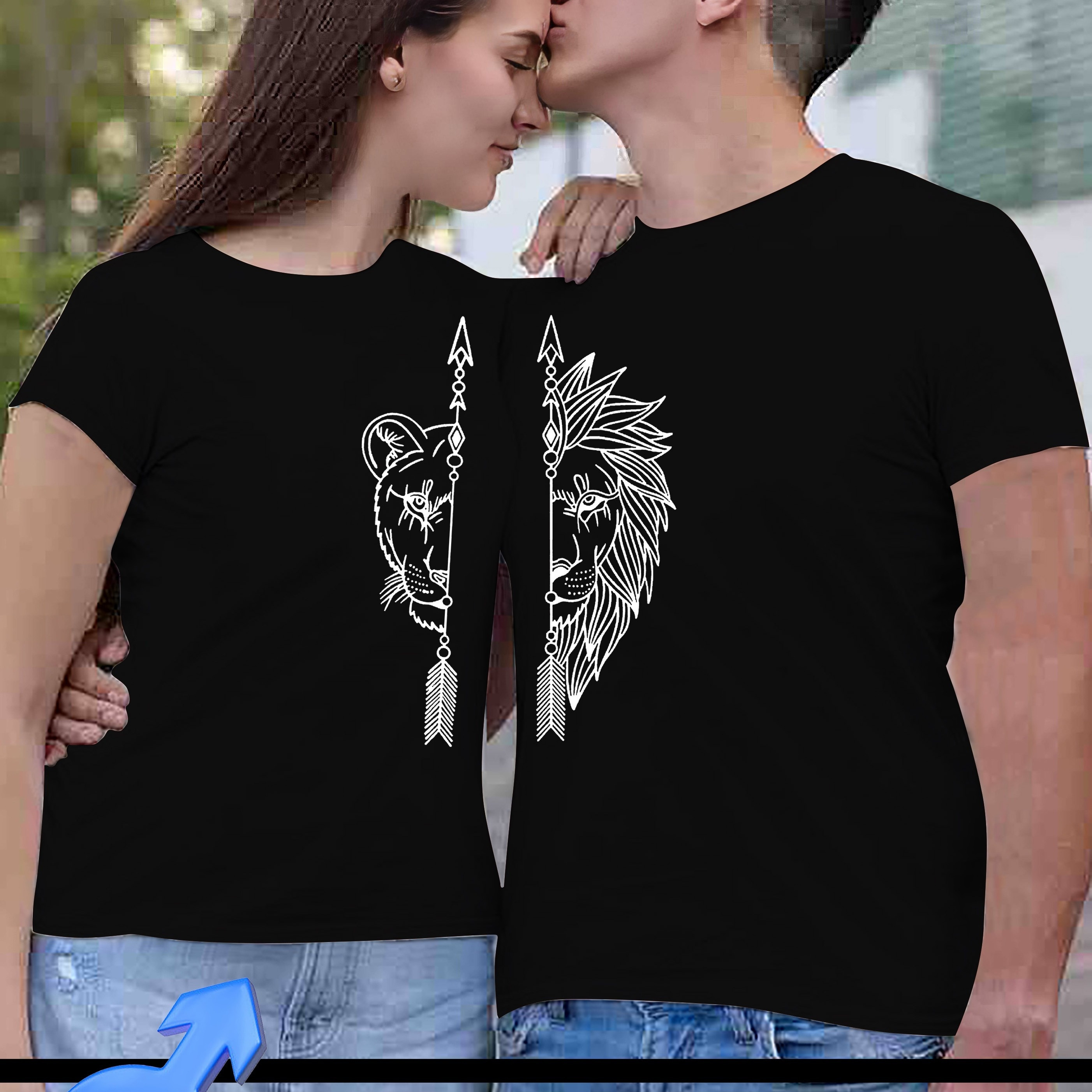 

1pcs Lion Head With Arrow Print Men And Women Tee Shirt, Comfortable Versatile Tees For Couple, Lightweight Short Sleeve T-shirt For Summer Outdoor Activities