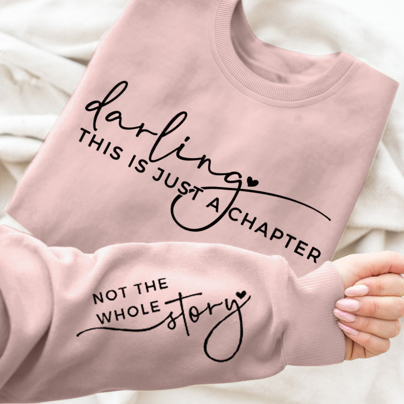 

Women's Inspirational Quote Sweatshirt - 100% Polyester Knit Fabric, Casual Crew Neck Long Sleeve Pullover With "darling, This Is Just A Chapter" Print For Spring/fall