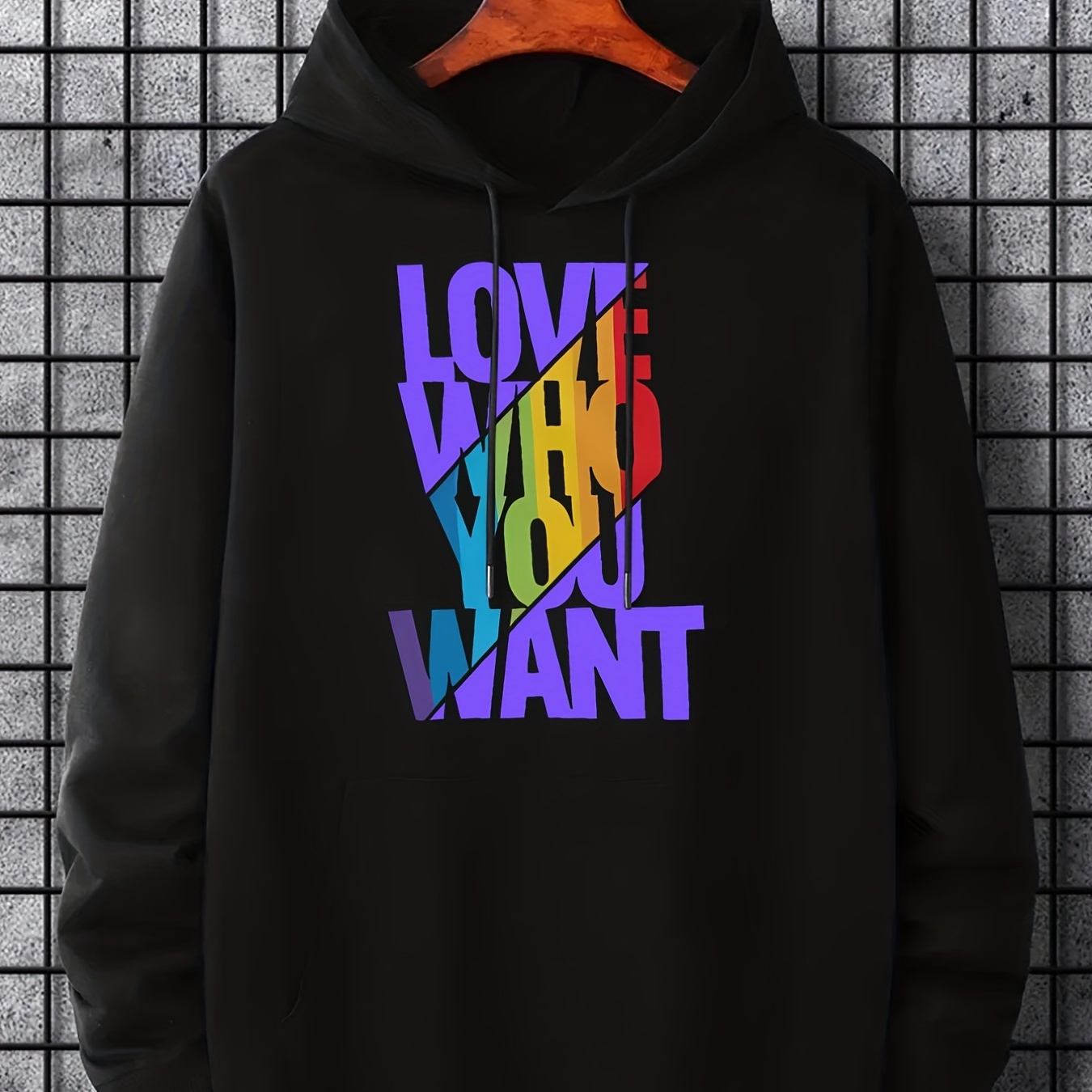 

Creative ' ' Rainbow Slogan Print Hoodie, Hoodies For Men, Men’s Casual Graphic Design Pullover Hooded Sweatshirt With Kangaroo Pocket For , As Gifts