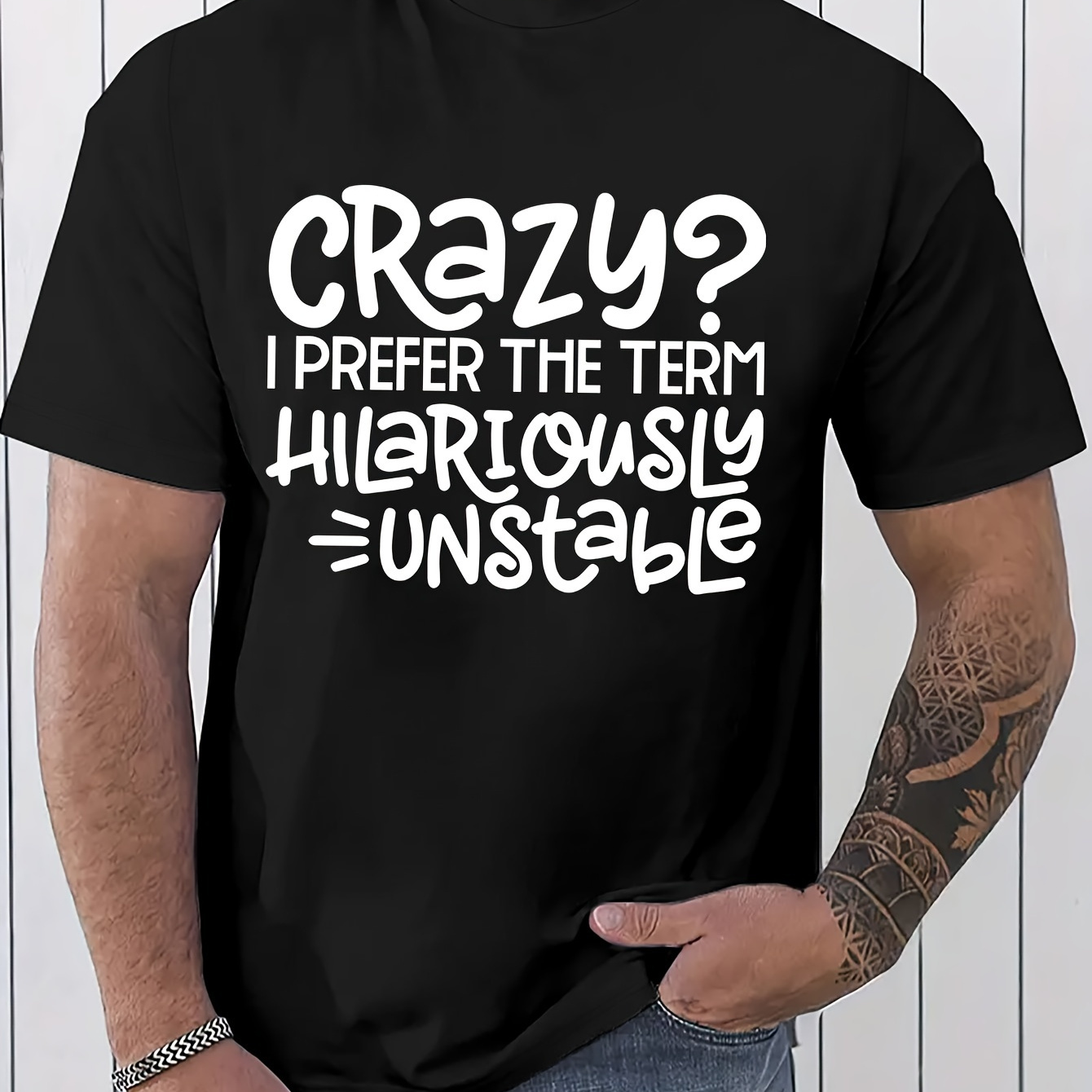 

Letter-printed T-shirt, Short-sleeved Crew Neck Casual Top Summer/spring, Men's Wear