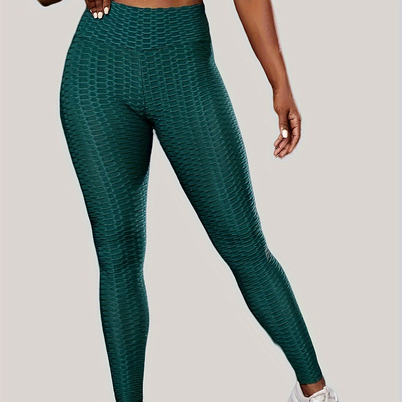 Honeycomb High Waist Stretchy Sports Pants Solid Color - Temu