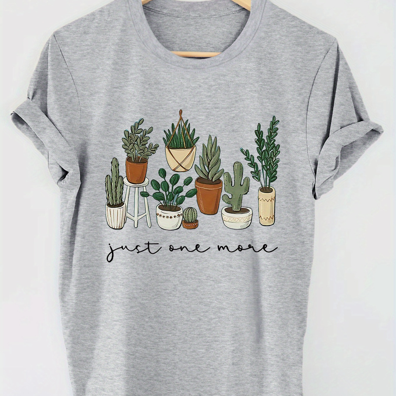 

Cactus Print Crew Neck T-shirt, Casual Short Sleeve T-shirt For Spring & Summer, Women's Clothing