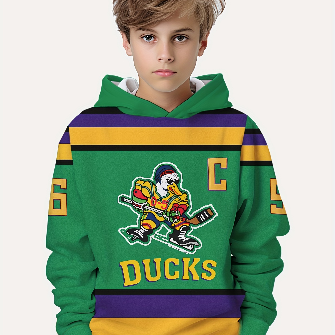 

Hockey Ducks , Long Sleeve Hoodies For Boys, Boys , Hooded Sweatshirt, For Fall And