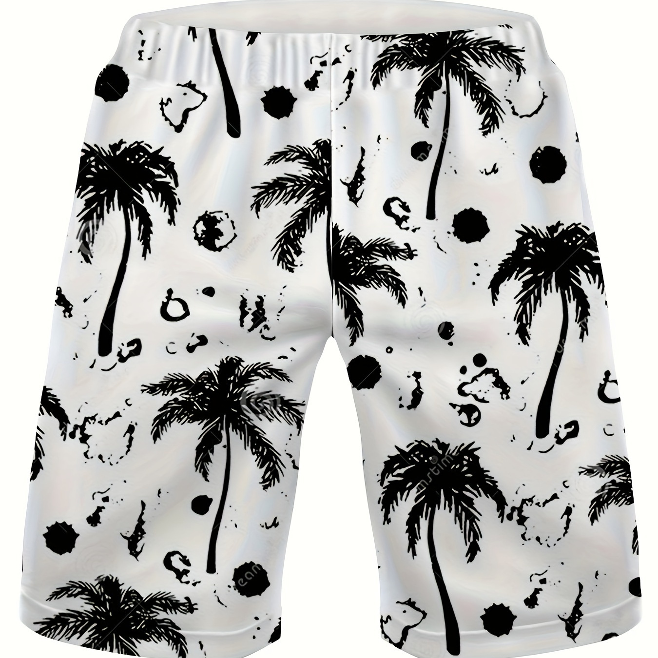 

Hawaiian Coconut Tree Pattern Quick Dry Swim Trunks For Boys, Elastic Waist Beach Shorts, Boys Swimwear For Summer Vacation