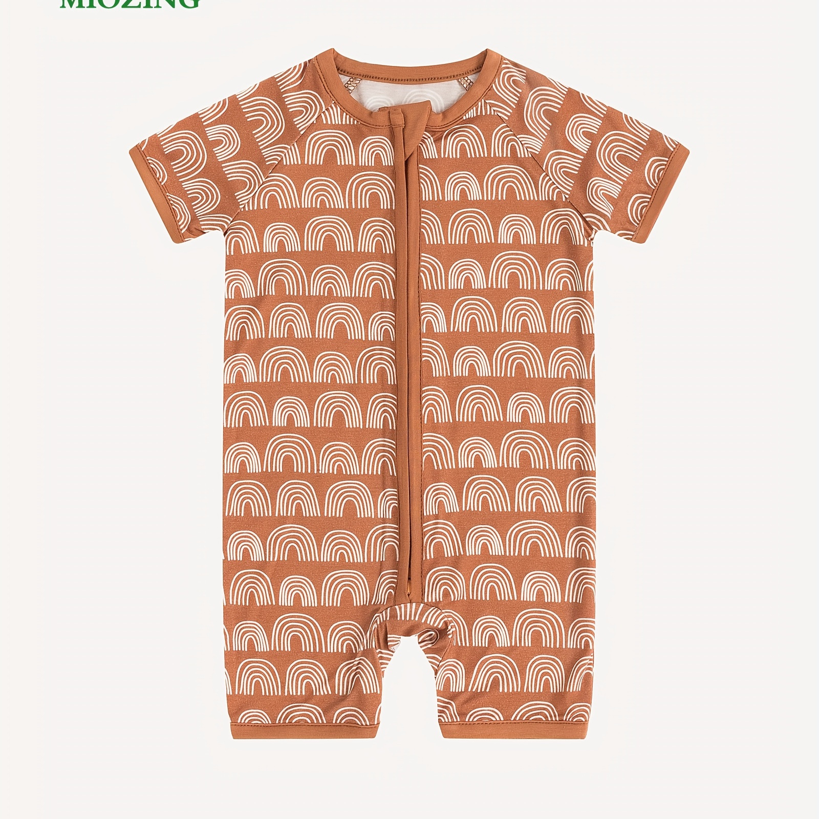 

Miozing Newborn Baby Cute Bamboo Brown Rainbow Short Sleeve Bodysuit