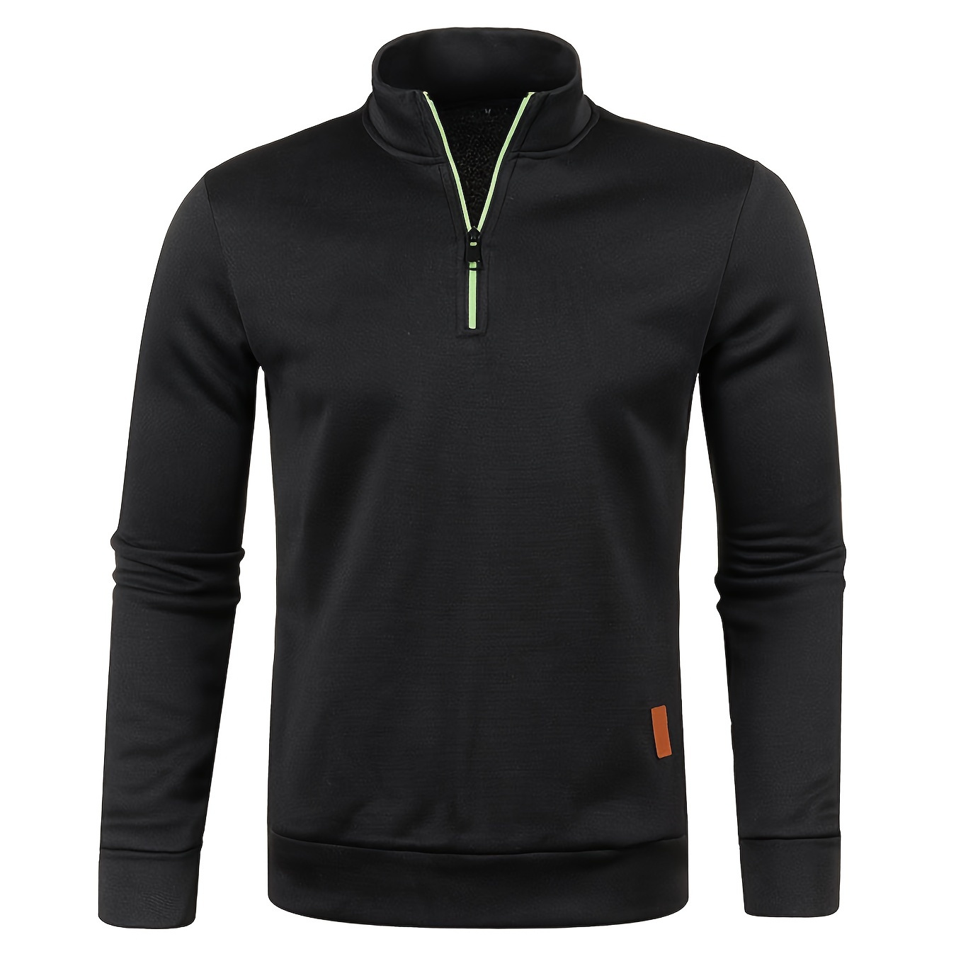 

1pc Men's Casual Stand Collar Long Sleeve Knit Top With 1/4 Zip Detail - Polyester Solid Color Pullover For Autumn And Winter, , Sports