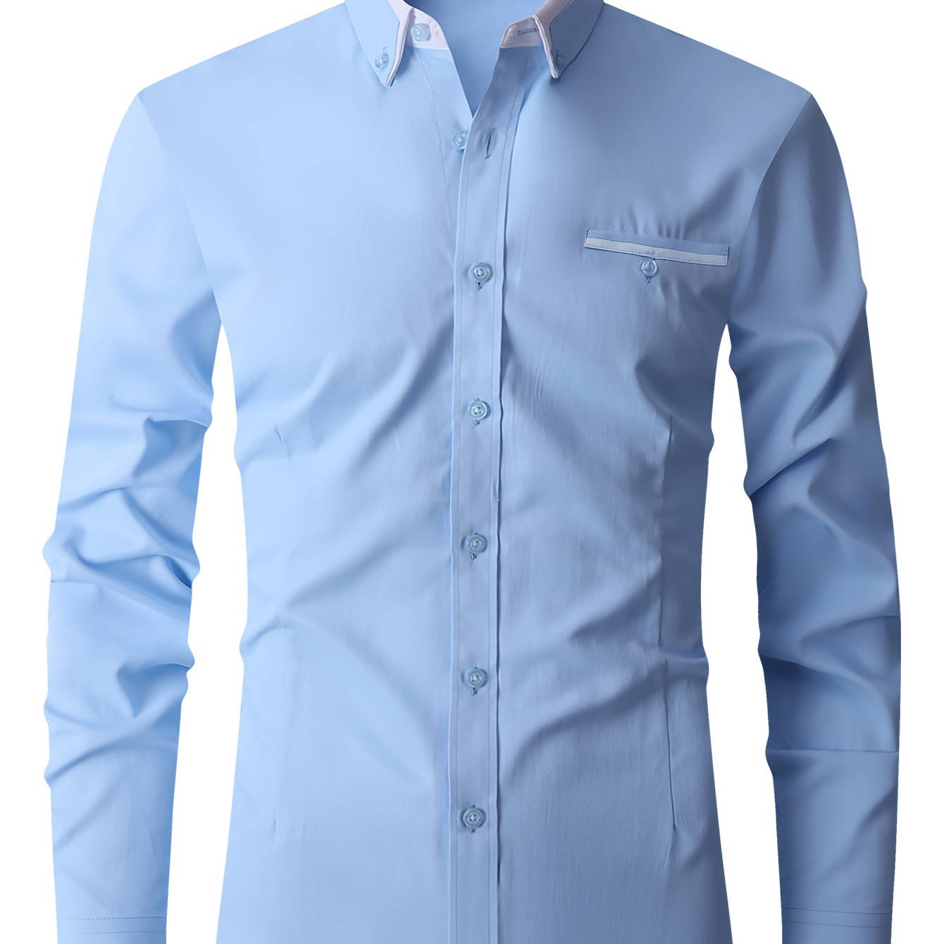 

Men's Formal Classic Design Button Up Shirt, Male Clothes For Spring And Fall Business Occasion
