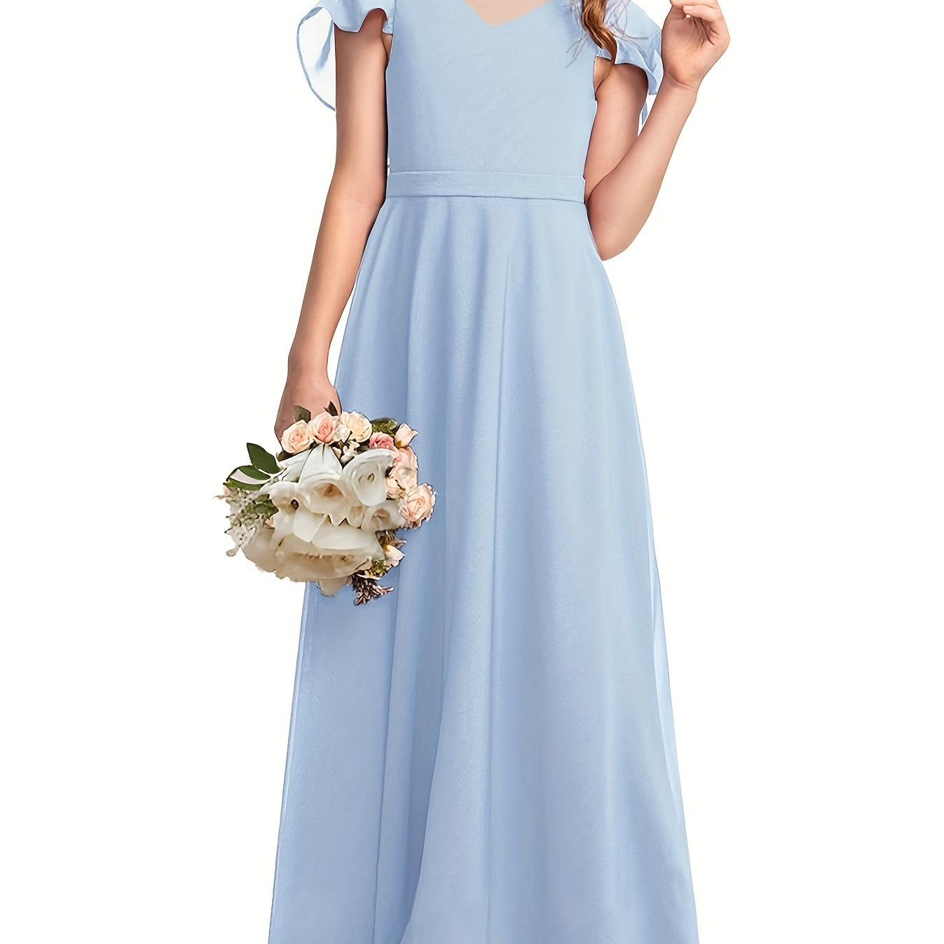 

Kids Junior Bridesmaid Dresses Chiffon Flower Girl Dress For Teen Girl Long Party Pageant Gowns