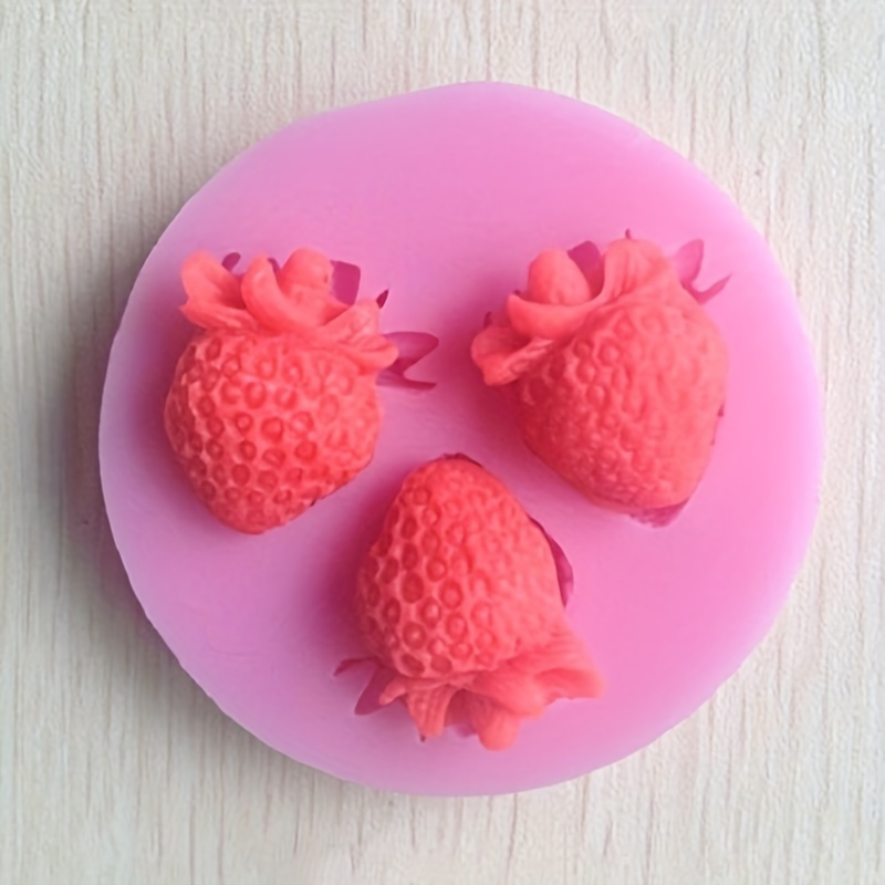 3d Strawberry Chocolate Mold 3 Cavity Silicone Mold Diy Cake - Temu  Australia