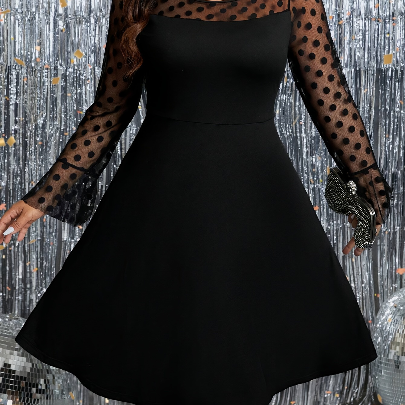 simple long sleeve black dress SPANX® Black Ponte Long Sleeve Mini Dress