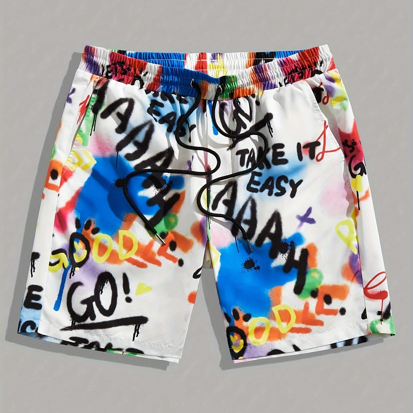 

Men's Graffiti Print Shorts, Casual Shorts For Summer
