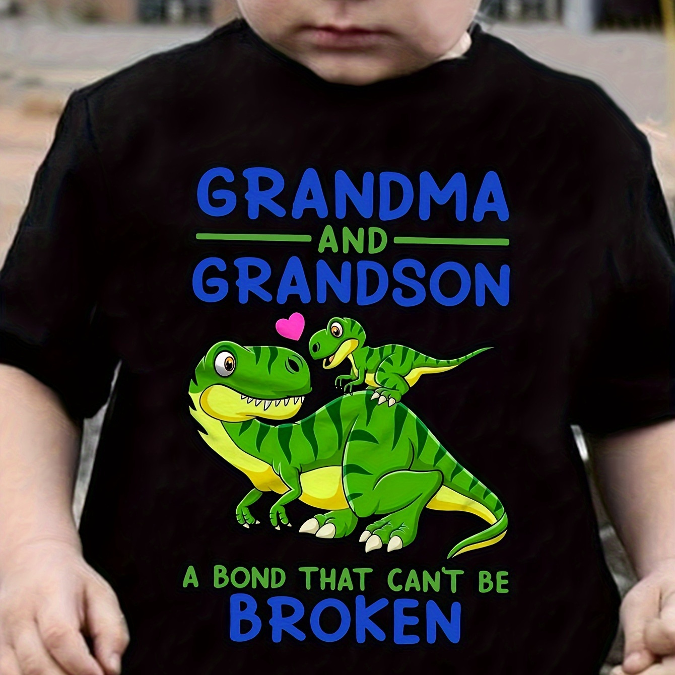 

Grandma And Grandson Cartoon Dinosaur Print Boy's Creative T-shirt, Casual Comfy Short Sleeve Crew Neck Top, Boy's Summer Clothing