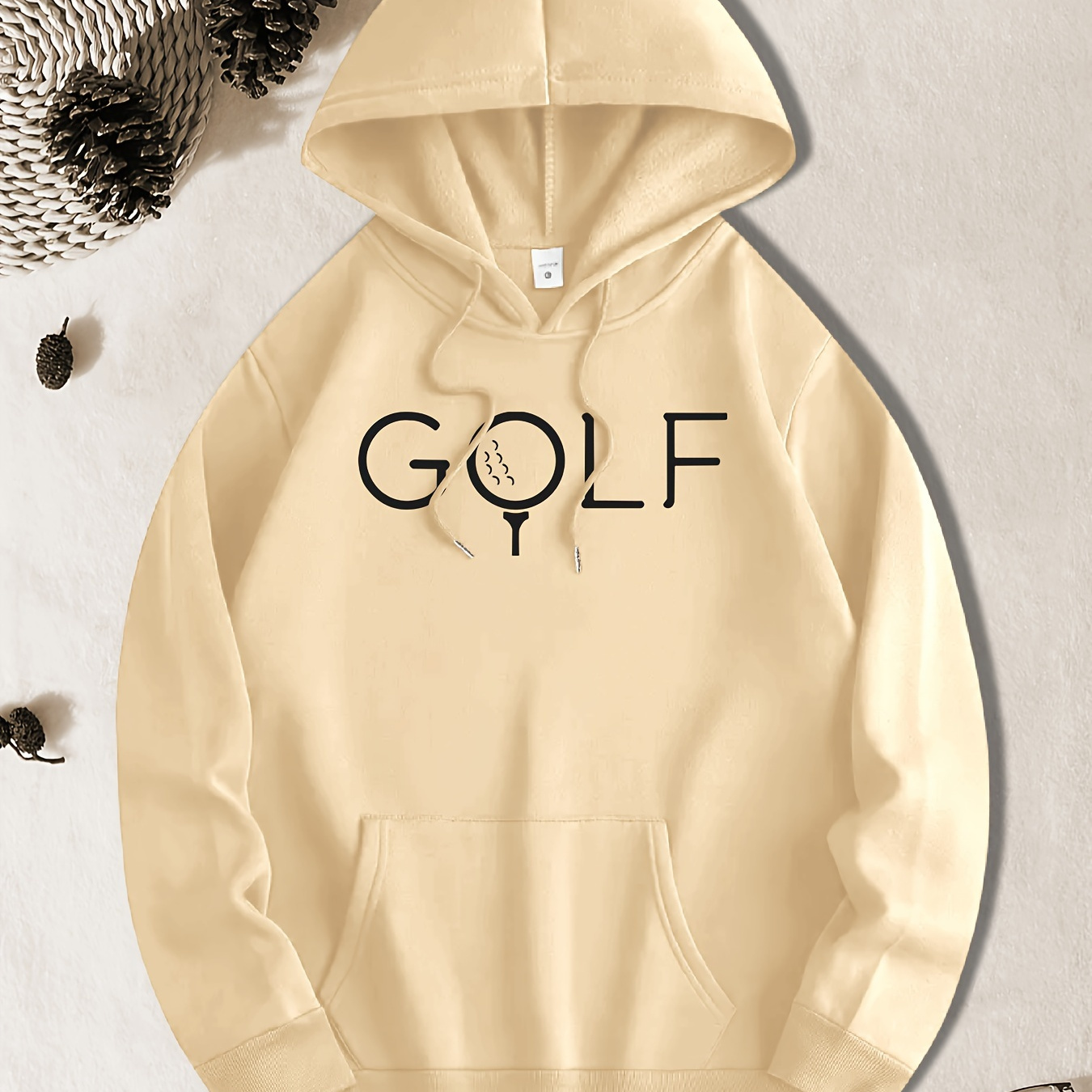

Simple Letter Golf Print, Men's Casual Hooded Sweatshirt, Trendy Comfortable Fashionable American Street Style Sport Hoodie For Daily Wear