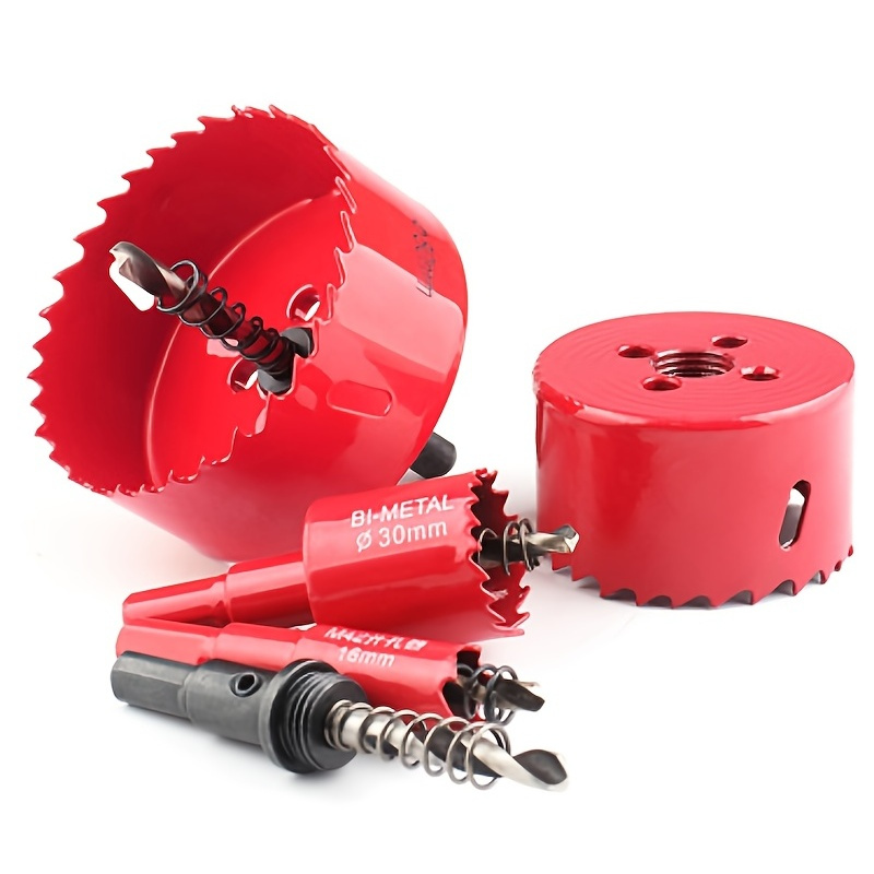 

Red Bi-metal Hole Saw 18-55mm Large Size Hole Opener Hole Saw Cutter Tool For Drilling Cornhole Board, Plastic, Pipe, Wood, Fiberboard, Soft Metal