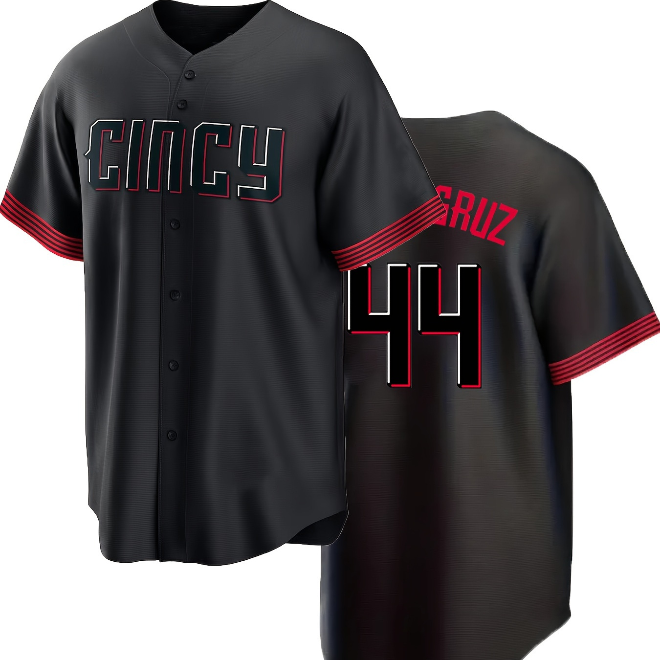 

Men's #44 Black City Edition Baseball Jersey, Classic Retro Letter Embroidery Design Breathable Short Sleeve T-shirt For Training Competition