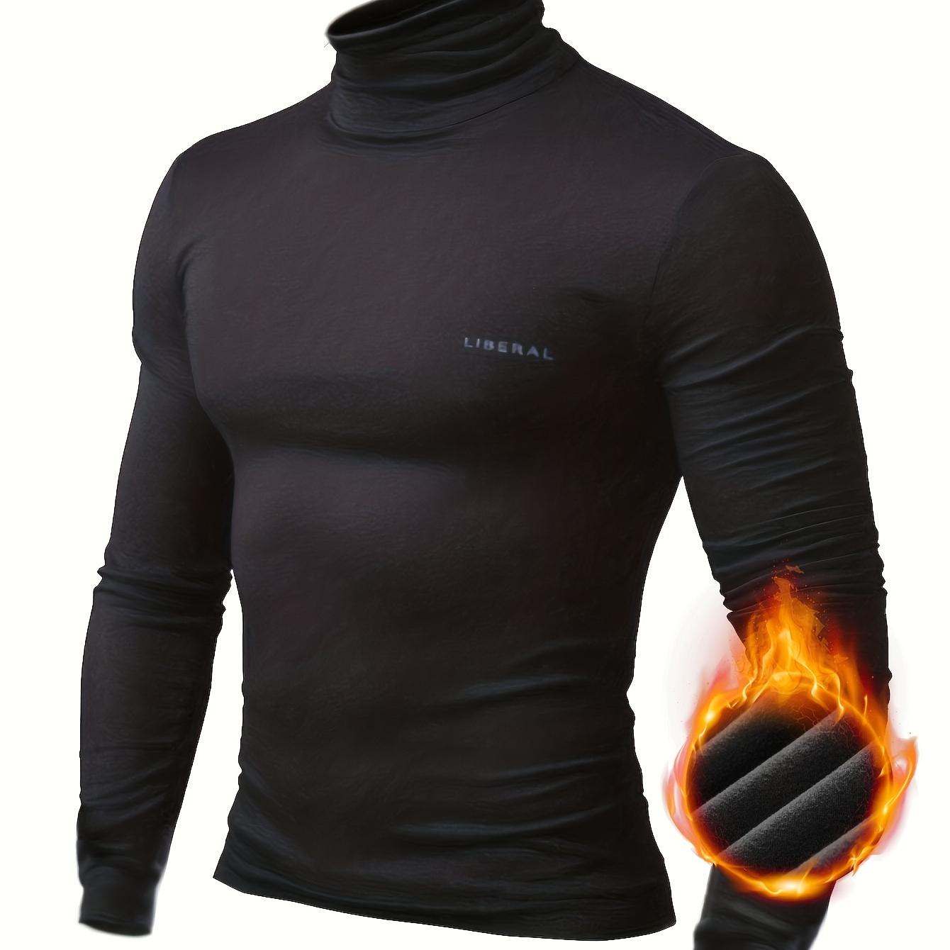 

Men's Long Sleeve Pullover Shirt Turtleneck Warm Slim Fit Underwear Trendy Top For Autumn Winter