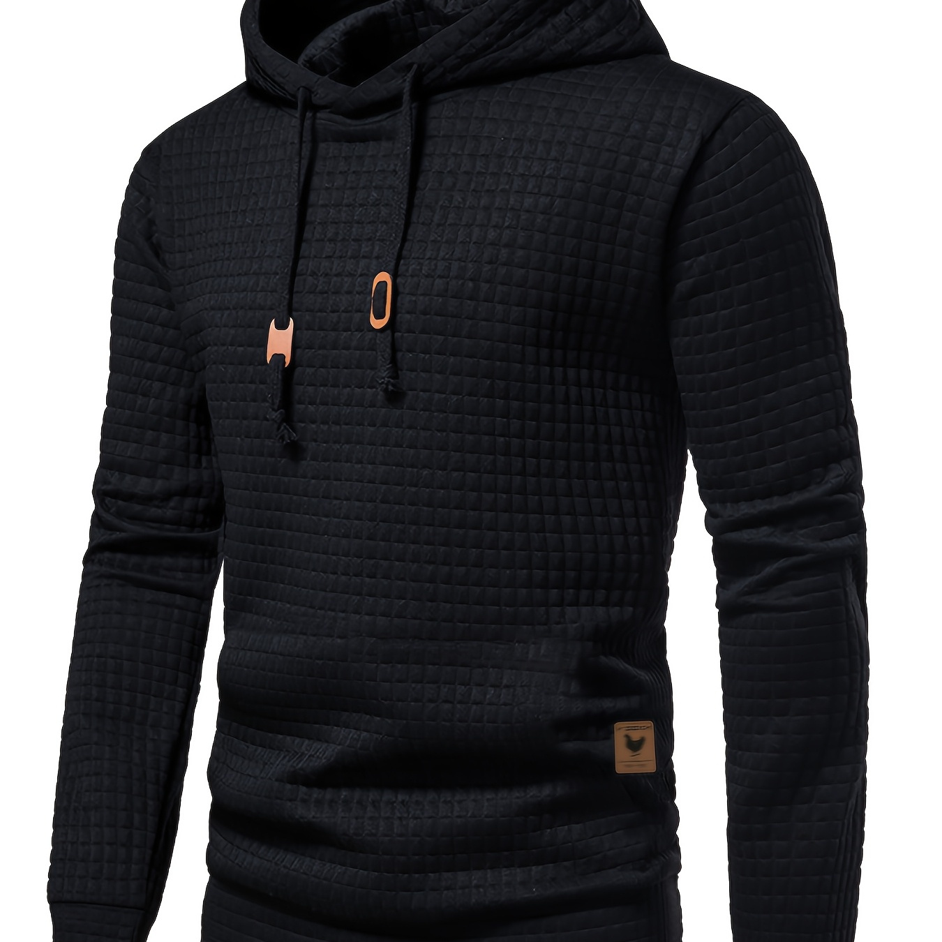 

Waffle Pattern Hoodie, Cool Hoodies For Men, Men's Casual Solid Pullover Hooded Sweatshirt Streetwear For Winter Fall, As Gifts