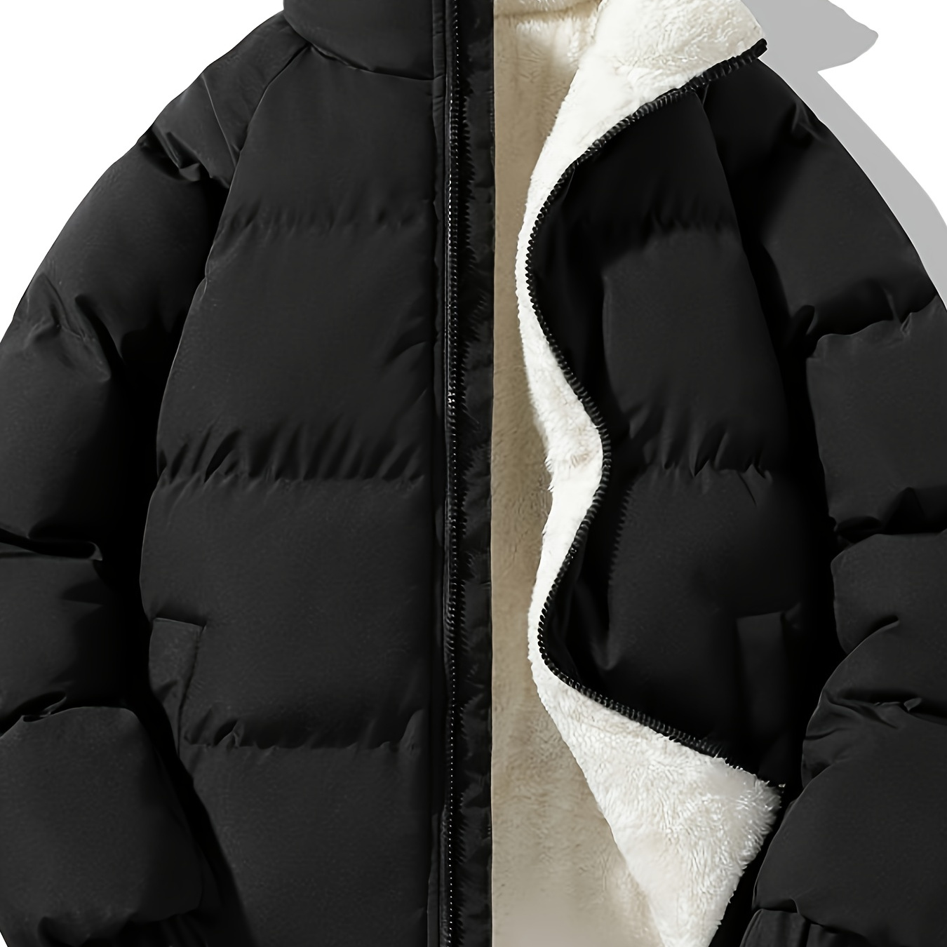 

Men's Casual Warm Padded Jacket, Men's Full Zip Padded Jacket With Pockets For Winter Wear