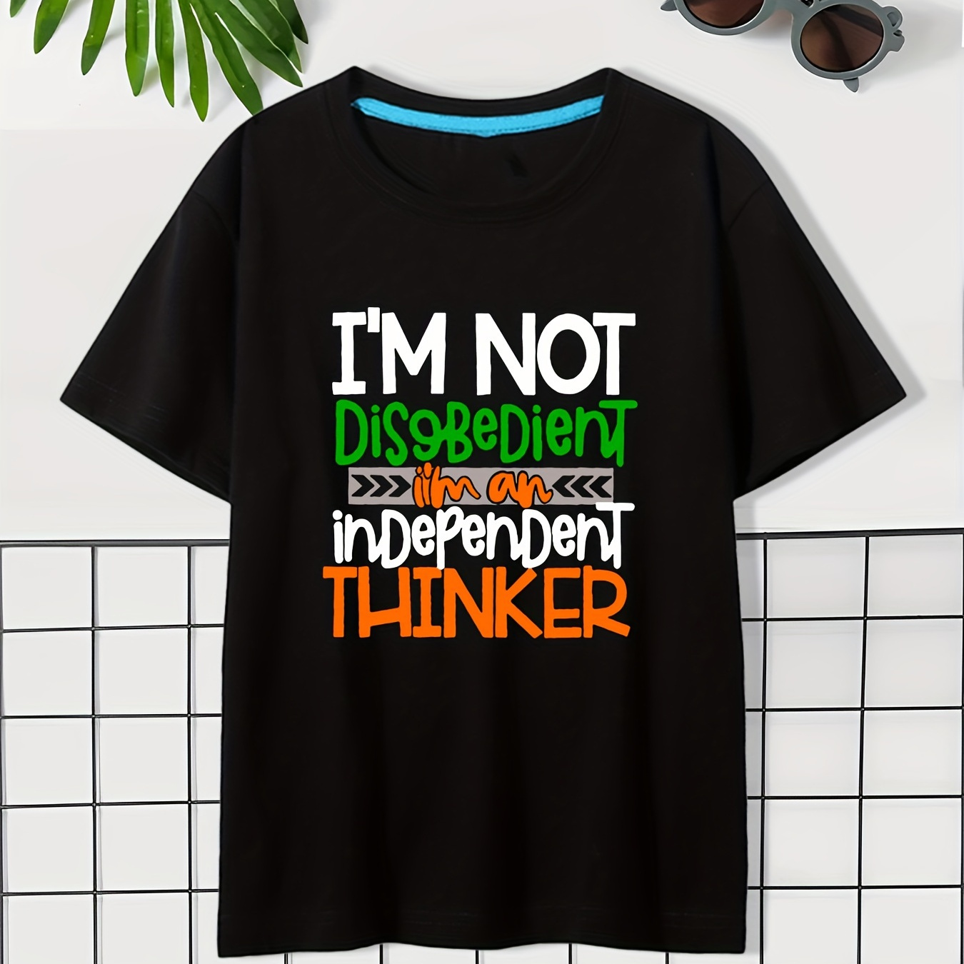 

Thinker Print Boys Creative T-shirt Clothes For Kids Short Sleeve Casual Comfy Sports Tee For Summer