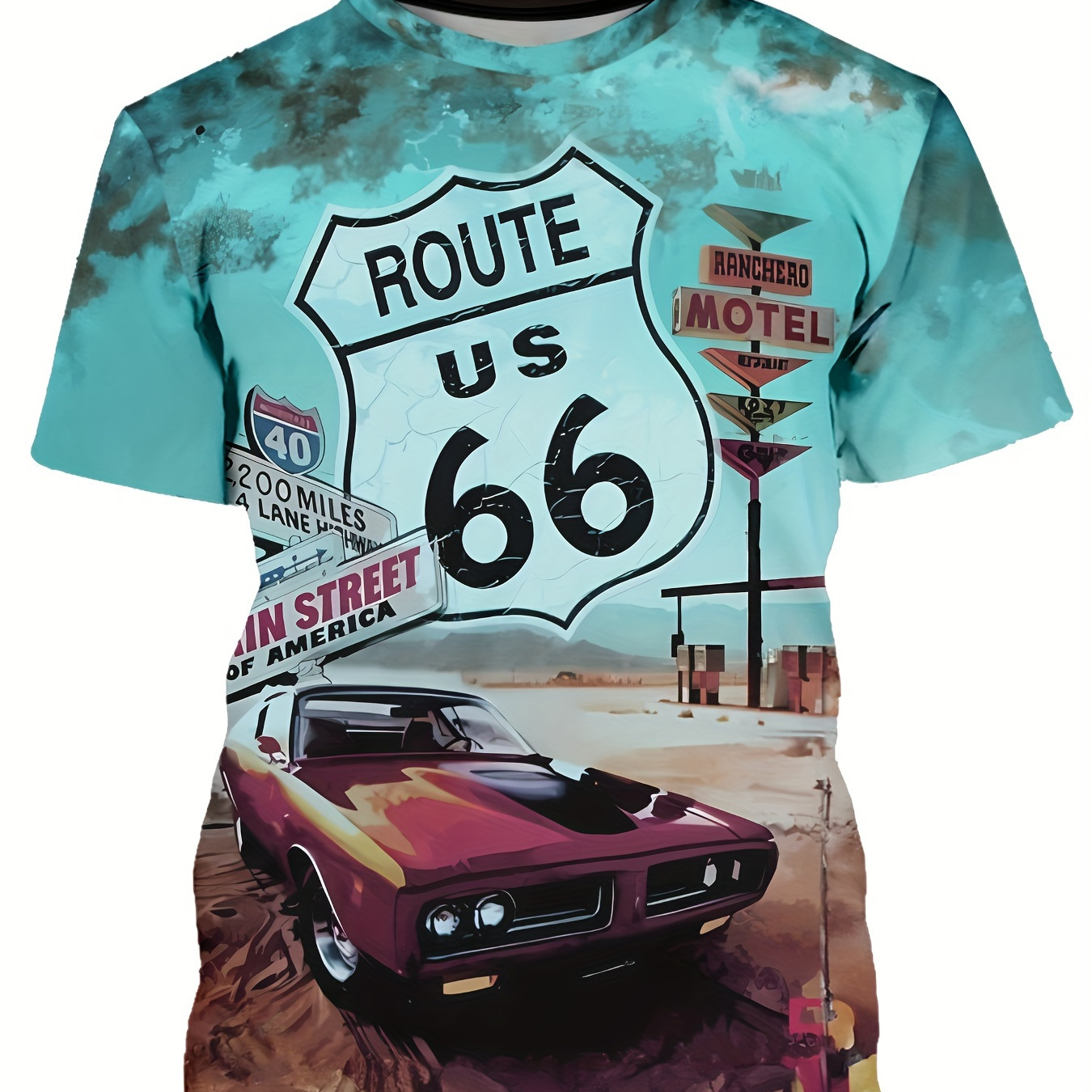 

Men's Car Print T-shirt, Casual Short Sleeve Crew Neck Tee, Men's Clothing For Outdoor