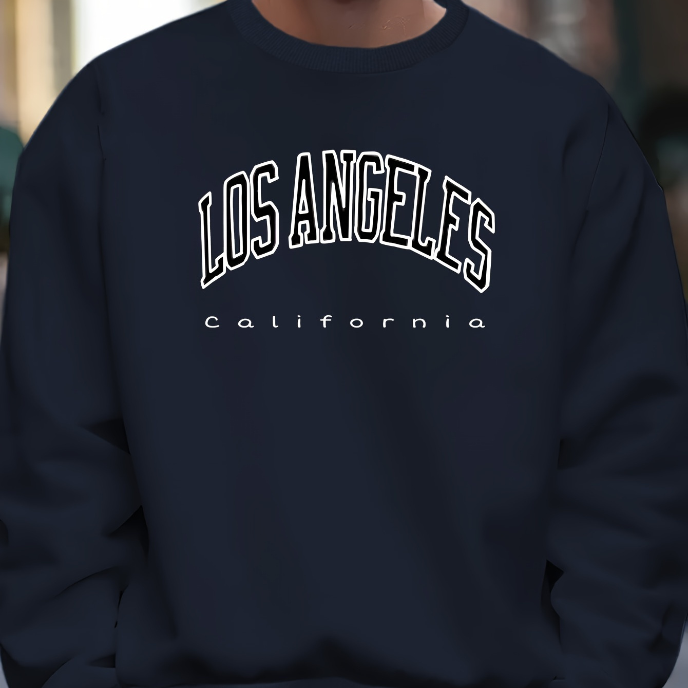 

Los Angeles California Printed Men's Comfortable Sweatshirt With Long Sleeves, Trendy Regular Fit Clothing For Male Autumn & Winter Outdoor Wear, As A Gift