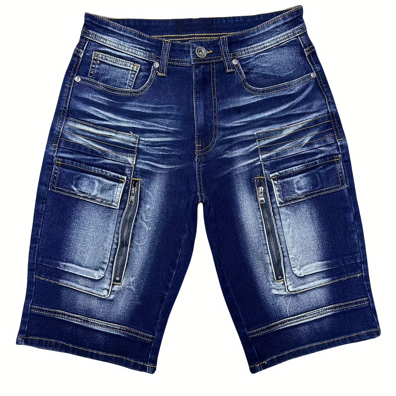 

Men's Fashion Denim Shorts, Classic Fit, Knee Length, Zippered Pockets, Casual Summer Jeans, E911818-mw-e5 Style