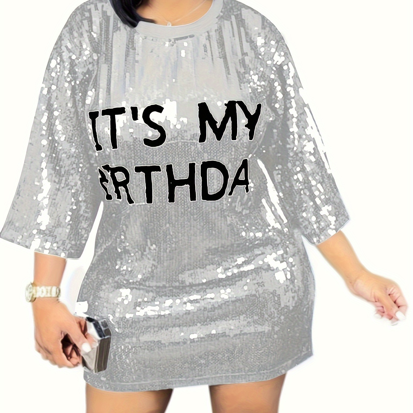 

Women's Sequin Party Dress Shirt Sparkly Glitter Casual Sexy Nightclub Party T-shirt Top Dress