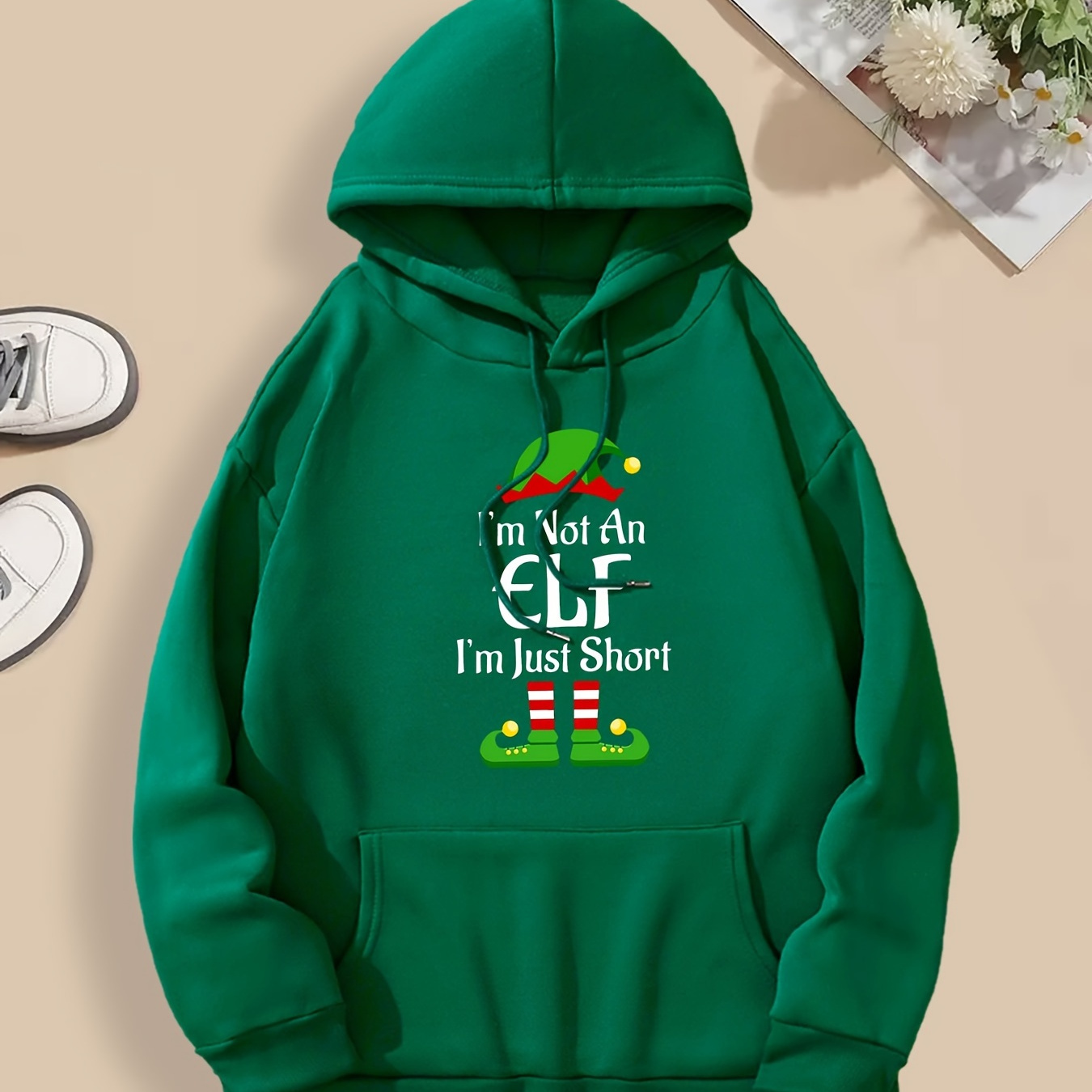 

's Plus Size Christmas Elf , Pullover , Sweatshirt, Long , ,