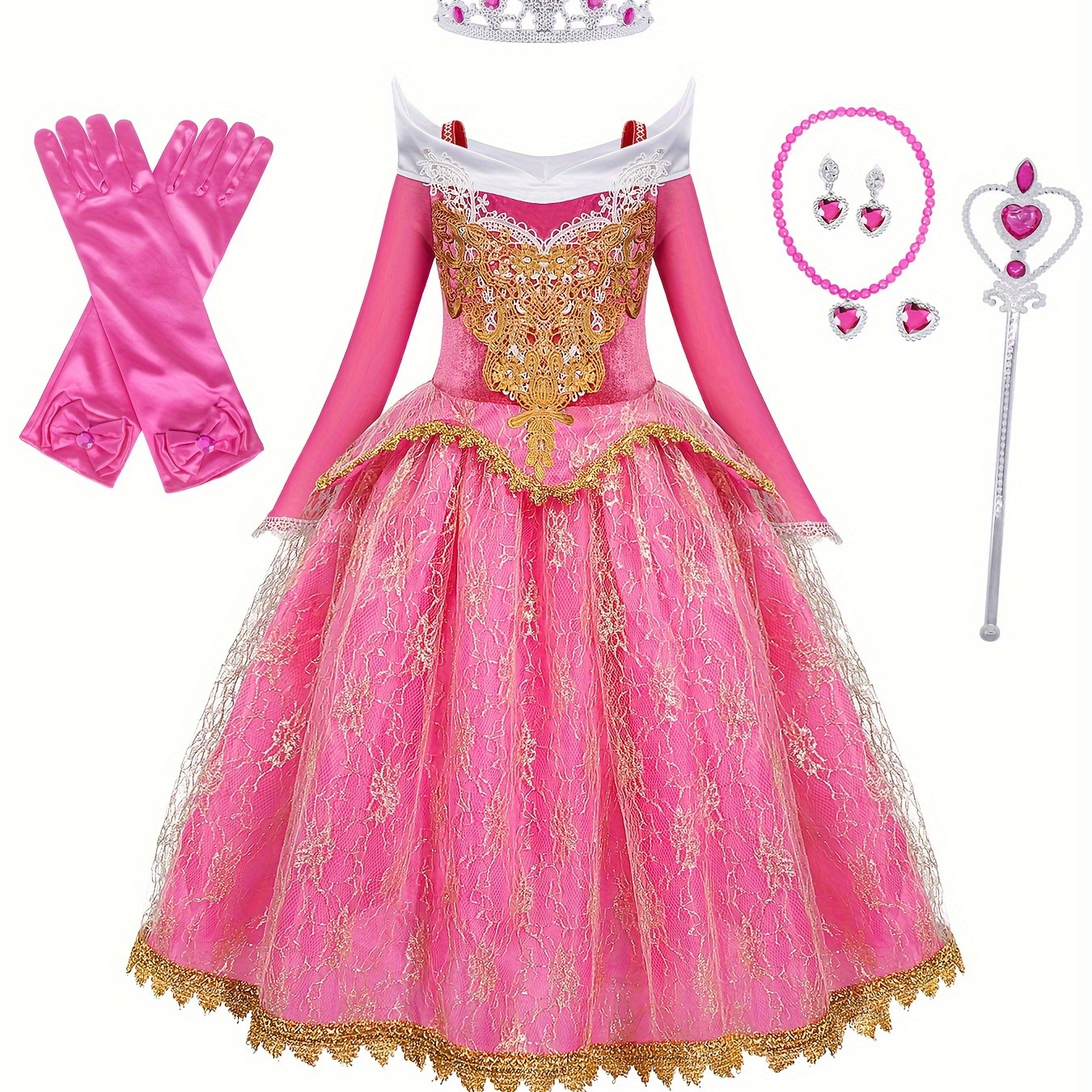 

Girls Long Sleeve Princess Dress Performance Dress Dress Up Birthday Christmas Party Outfit