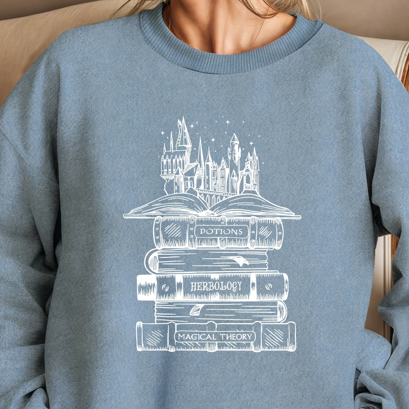 

Graphic Print Sweatshirt, Crew Neck Casual Sweatshirt For Fall & Spring, Women's Clothing