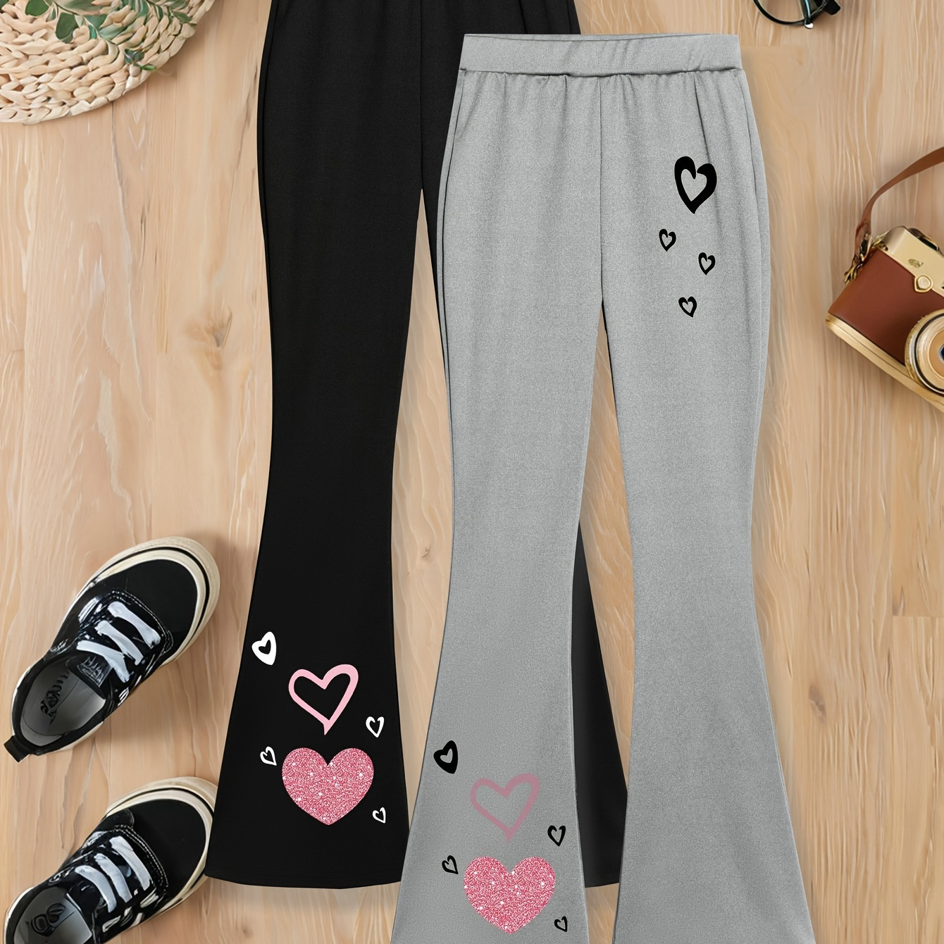 

Multiple - 's 2 Pcs Straight-leg Pants Hearts Graphic For And , And