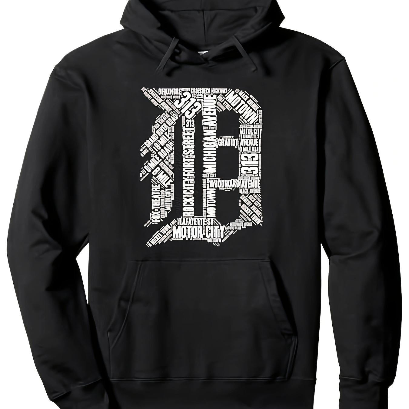 

Detroit Graphic D Pullover Hoodie, Hoodie Crew Neck Sweat Shirt , Breathable, , Casual 250g