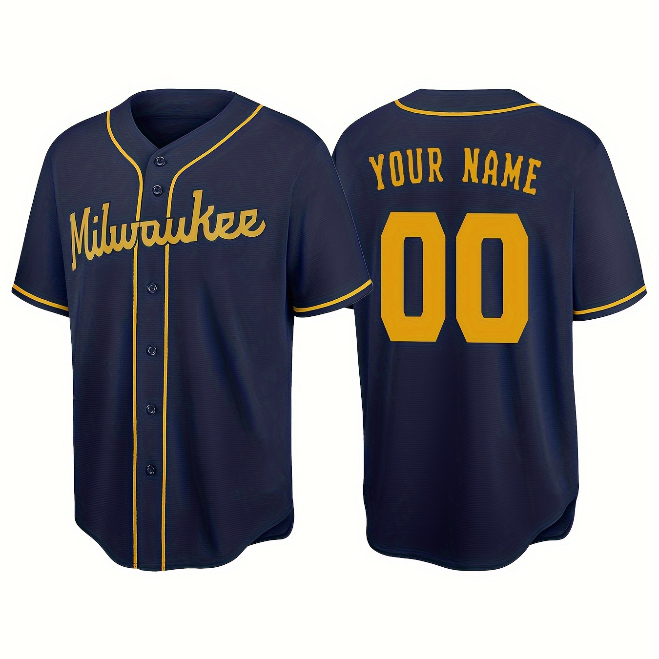 

Customizable Name And Number Men's Baseball Jersey V-neck Blue Embroidered Outdoor Leisure Sports Customization S-3xl