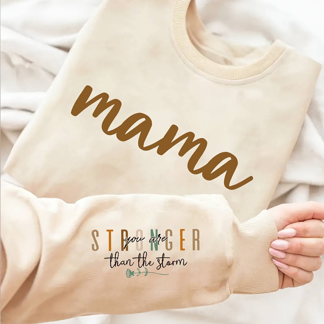 

Plus Size Mama Letter Print Sweatshirt, Casual Long Sleeve Crew Neck Pullover Sweatshirt, Women's Plus Size clothing