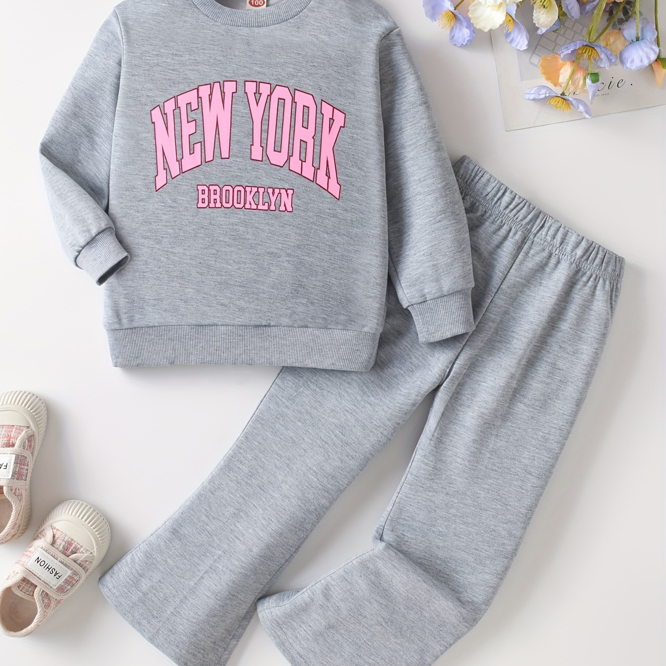 

2pcs, New Letter Long Sweatshirt Top + Trousers Set - / Clothes, Outfit,
