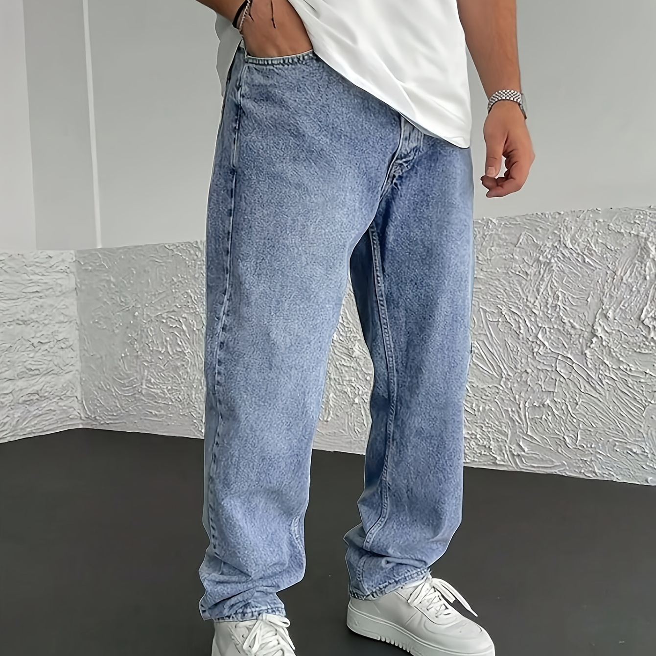 

Pantalons en denim droits pour hommes, Jeans au design pour hommes, Polyvalent pour les