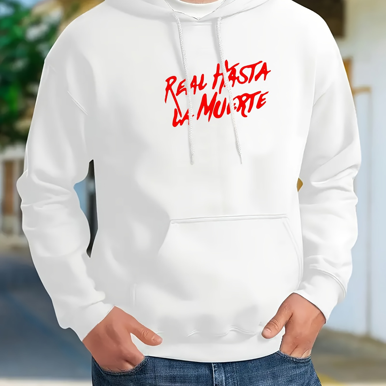 

Real Hasta " Men's Casual Hoodie - Trendy , Long Sleeve, Kangaroo Pocket, Stretch Fabric, Machine Washable