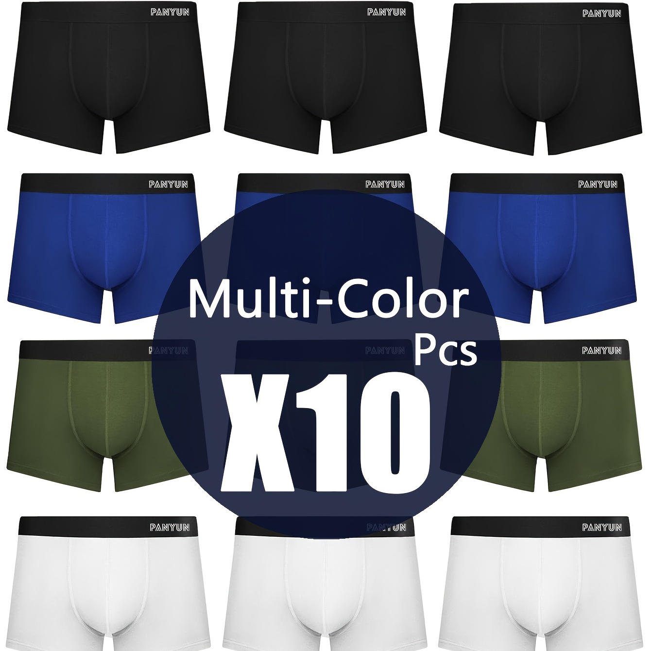 

10-pack Mens Boxer Briefs, Anti-slip And Anti-scratch Briefs, Breathable Men's Briefs, Cotton Shorts