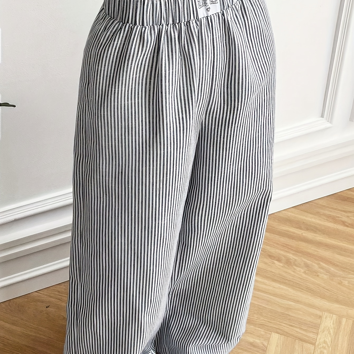 

Women's Striped -leg Pants - Waist, Polyester, - For /summer/fall