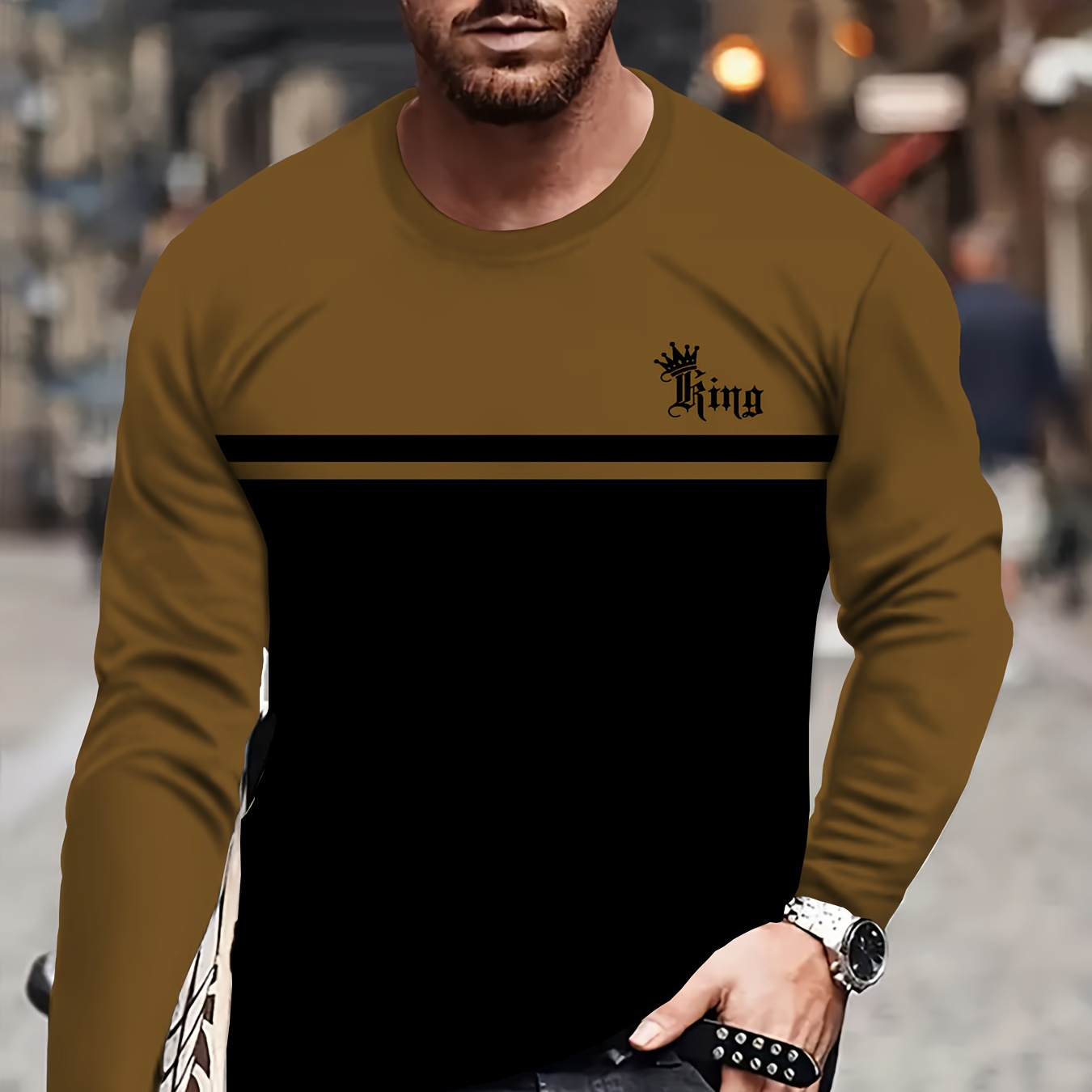 

Men' Creative Art T-shirt, Casual Athletic Breathable Long Sleeve Tee, Wear, Fun Novelty Apparel